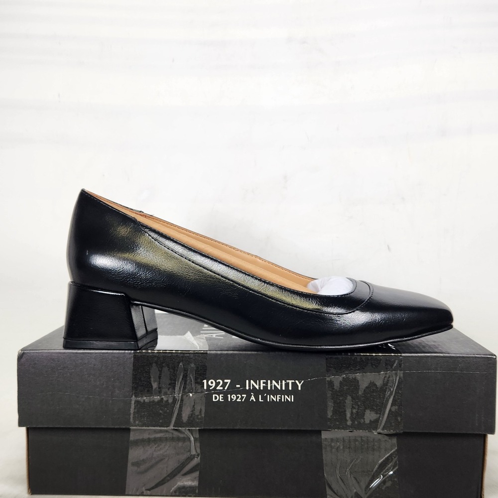 Naturalizer Huntley Pump Women Size 8 Black Square Toe Block Heel Shoes